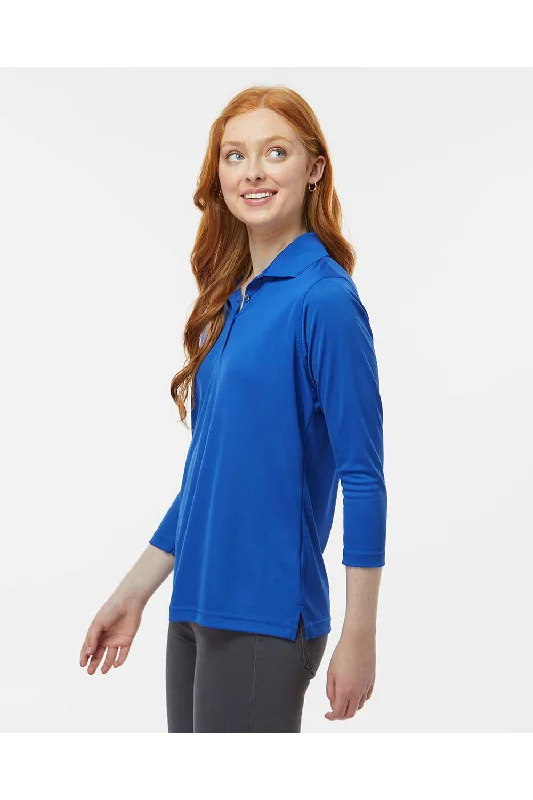 Paragon Womens Lady Palm Moisture Wicking 3/4 Sleeve Polo Shirt - Royal Blue - NEW