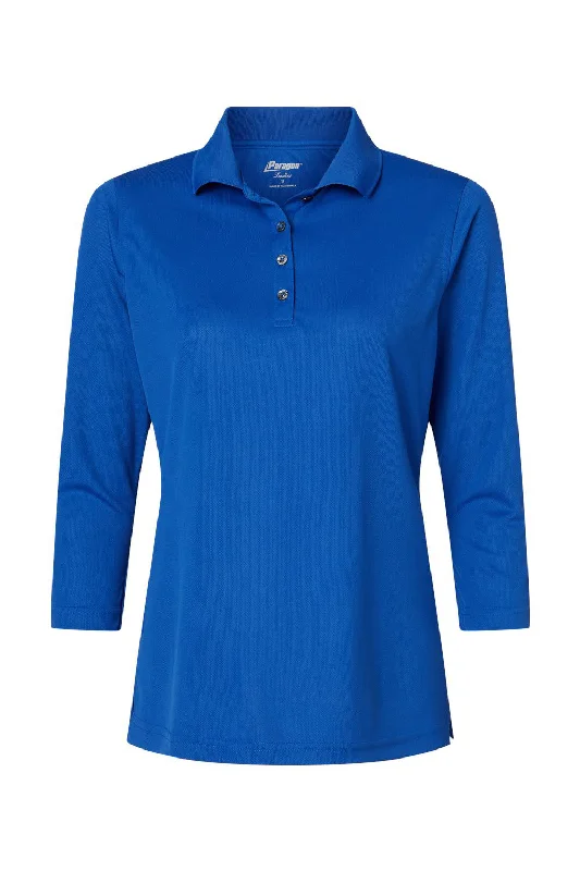 Paragon Womens Lady Palm Moisture Wicking 3/4 Sleeve Polo Shirt - Royal Blue - NEW