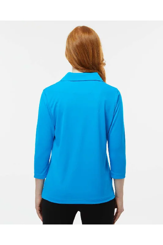 Paragon Womens Lady Palm Moisture Wicking 3/4 Sleeve Polo Shirt - Turquoise Blue - NEW