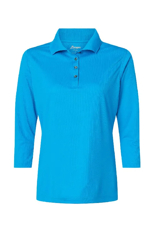 Paragon Womens Lady Palm Moisture Wicking 3/4 Sleeve Polo Shirt - Turquoise Blue - NEW