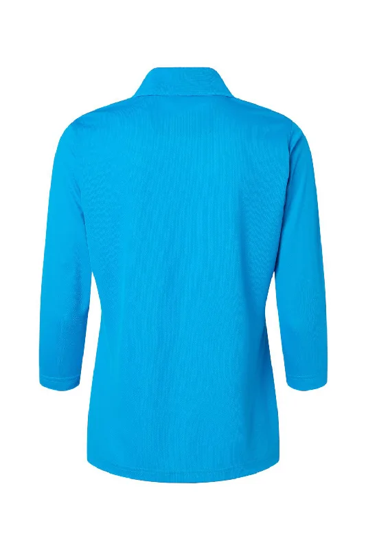 Paragon Womens Lady Palm Moisture Wicking 3/4 Sleeve Polo Shirt - Turquoise Blue - NEW