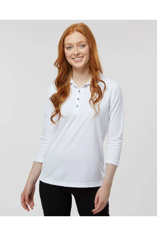 Paragon Womens Lady Palm Moisture Wicking 3/4 Sleeve Polo Shirt - White - NEW