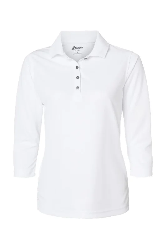 Paragon Womens Lady Palm Moisture Wicking 3/4 Sleeve Polo Shirt - White - NEW