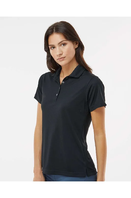 Paragon Womens Saratoga Performance Moisture Wicking Mini Mesh Short Sleeve Polo Shirt - Black - NEW