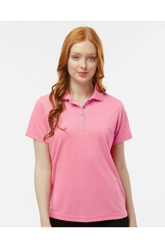 Paragon Womens Saratoga Performance Moisture Wicking Mini Mesh Short Sleeve Polo Shirt - Charity Pink - NEW