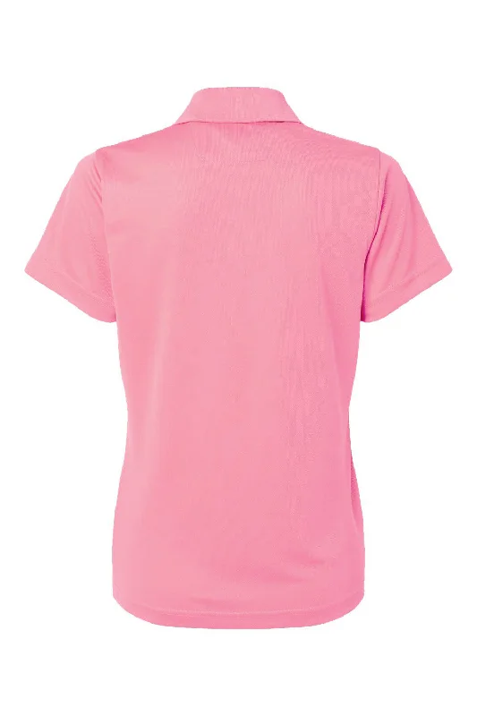 Paragon Womens Saratoga Performance Moisture Wicking Mini Mesh Short Sleeve Polo Shirt - Charity Pink - NEW