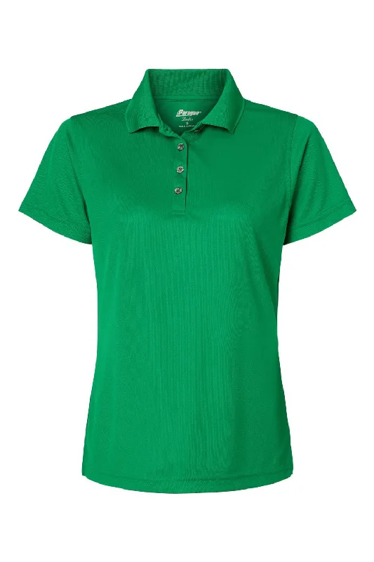 Paragon Womens Saratoga Performance Moisture Wicking Mini Mesh Short Sleeve Polo Shirt - Kelly Green - NEW