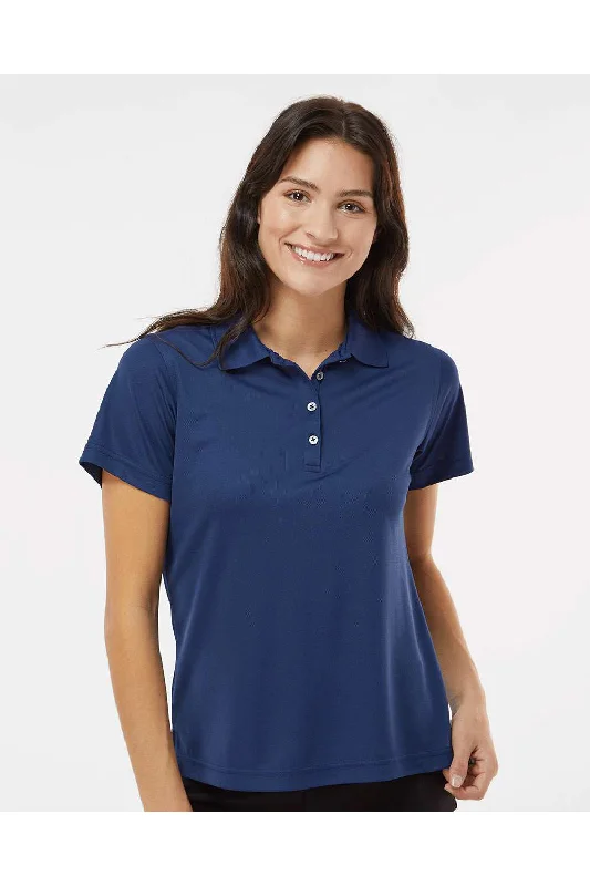 Paragon Womens Saratoga Performance Moisture Wicking Mini Mesh Short Sleeve Polo Shirt - Navy Blue - NEW