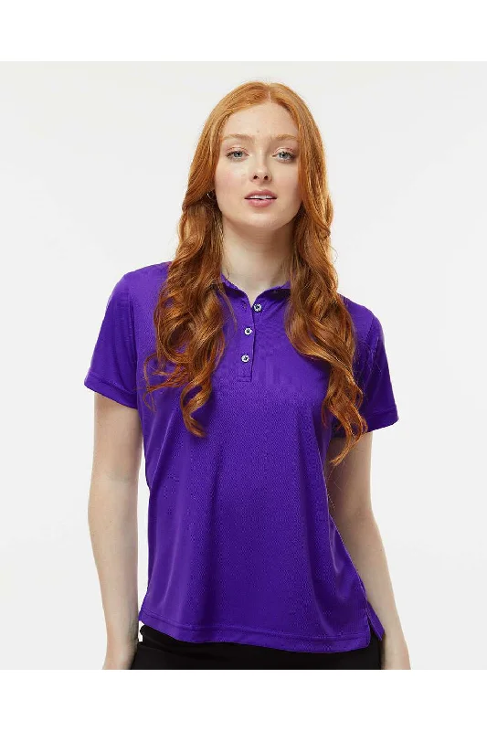 Paragon Womens Saratoga Performance Moisture Wicking Mini Mesh Short Sleeve Polo Shirt - Purple - NEW