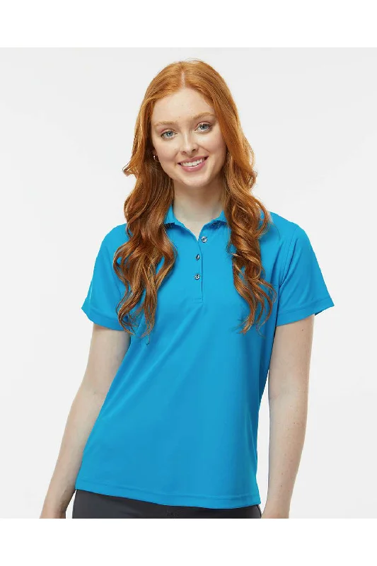 Paragon Womens Saratoga Performance Moisture Wicking Mini Mesh Short Sleeve Polo Shirt - Turquoise Blue - NEW