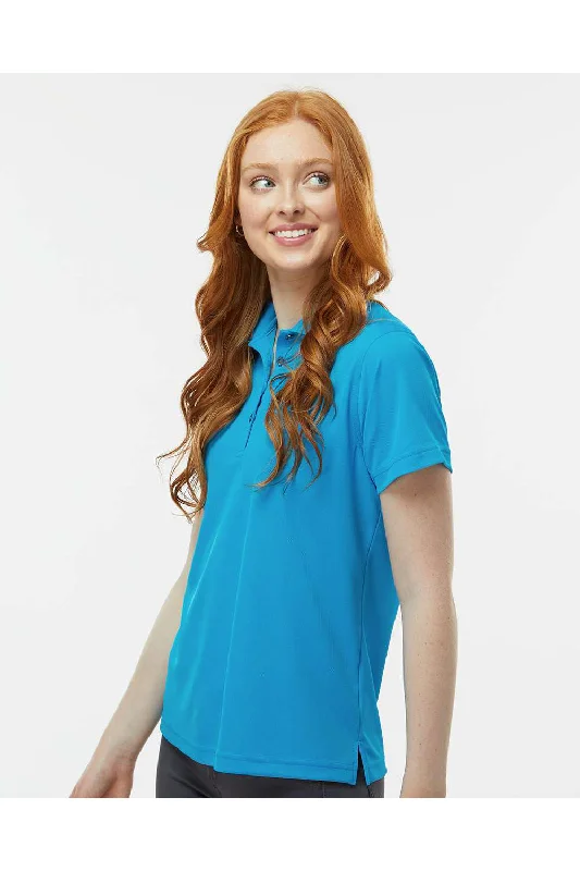 Paragon Womens Saratoga Performance Moisture Wicking Mini Mesh Short Sleeve Polo Shirt - Turquoise Blue - NEW