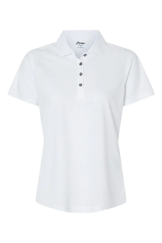 Paragon Womens Saratoga Performance Moisture Wicking Mini Mesh Short Sleeve Polo Shirt - White - NEW