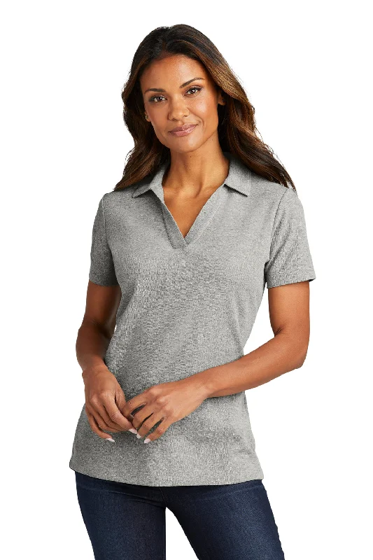 Port Authority Womens C-FREE Pique Short Sleeve Polo Shirt - Heather Deep Smoke Grey