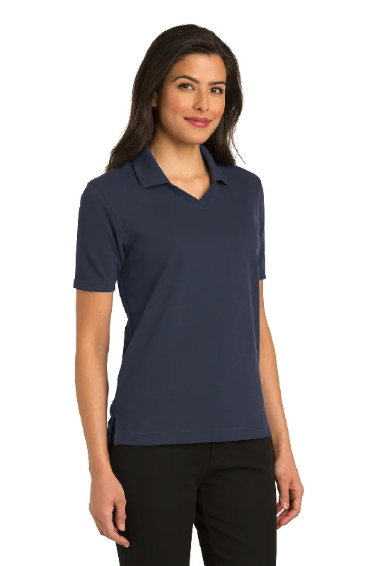 Port Authority Womens Rapid Dry Moisture Wicking Short Sleeve Polo Shirt - Classic Navy Blue