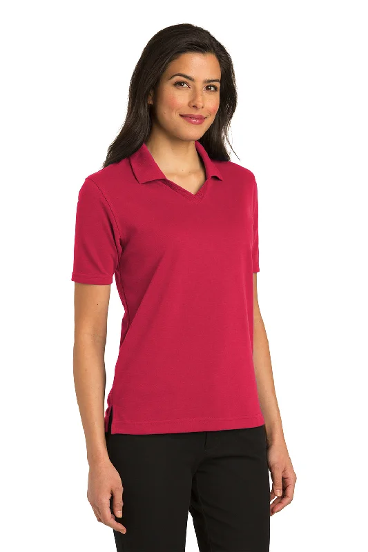 Port Authority Womens Rapid Dry Moisture Wicking Short Sleeve Polo Shirt - Red - Closeout