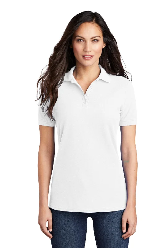 Port & Company Womens Core Stain Resistant Short Sleeve Polo Shirt - White