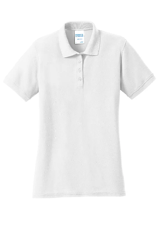 Port & Company Womens Core Stain Resistant Short Sleeve Polo Shirt - White