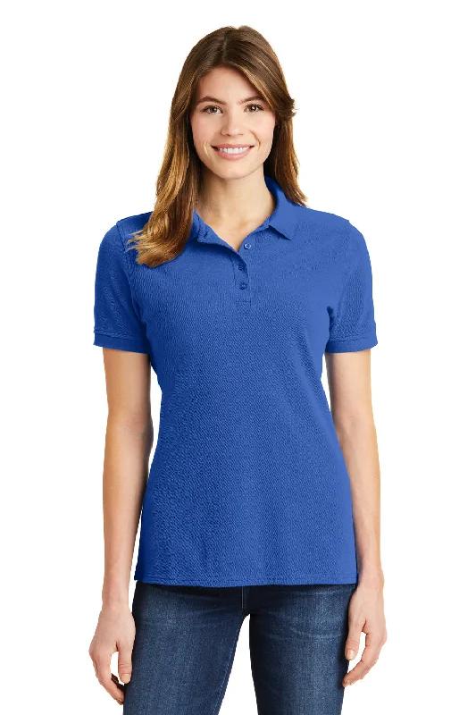 Port & Company Womens Stain Resistant Short Sleeve Polo Shirt - Royal Blue