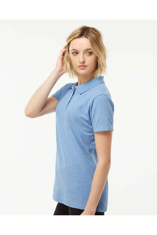 Tultex Womens Sport Short Sleeve Polo Shirt - Heather Light Blue - NEW