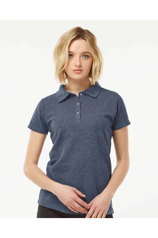 Tultex Womens Sport Short Sleeve Polo Shirt - Heather Navy Blue - NEW