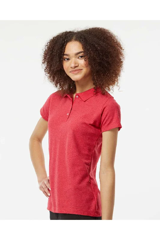 Tultex Womens Sport Short Sleeve Polo Shirt - Heather Red - NEW