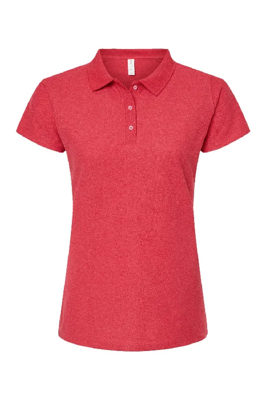 Tultex Womens Sport Short Sleeve Polo Shirt - Heather Red - NEW