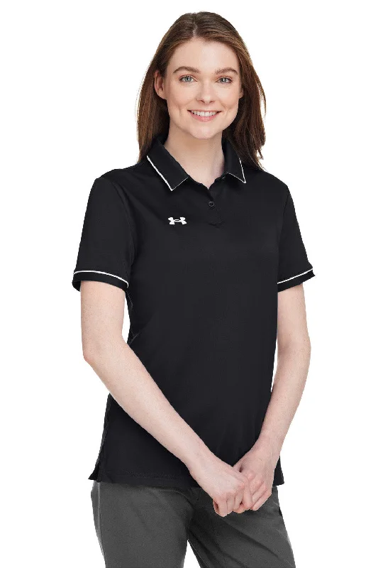 Under Armour Womens Teams Performance Moisture Wicking Short Sleeve Polo Shirt - Black