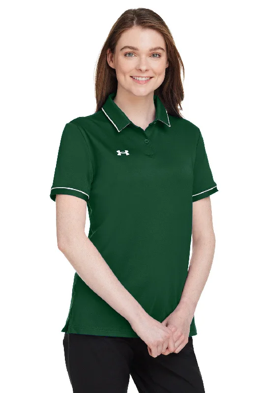 Under Armour Womens Teams Performance Moisture Wicking Short Sleeve Polo Shirt - Forest Green