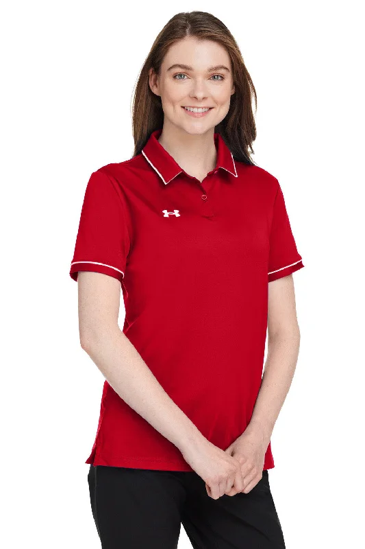 Under Armour Womens Teams Performance Moisture Wicking Short Sleeve Polo Shirt - Red