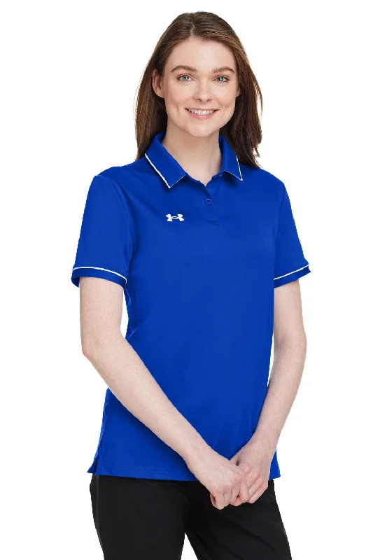 Under Armour Womens Teams Performance Moisture Wicking Short Sleeve Polo Shirt - Royal Blue