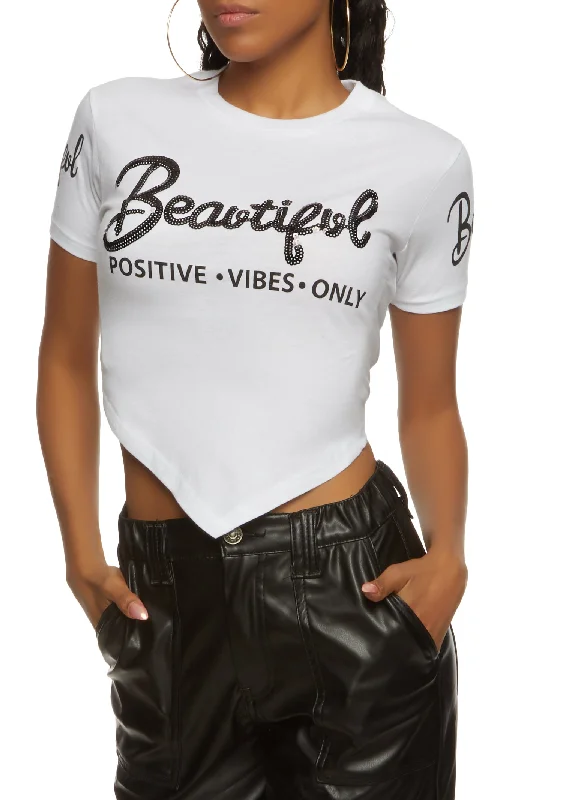 Beautiful Positive Vibes Only Sequin Graphic Top