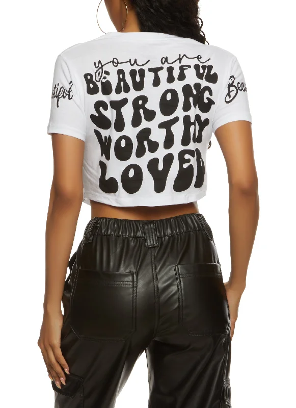 Beautiful Positive Vibes Only Sequin Graphic Top