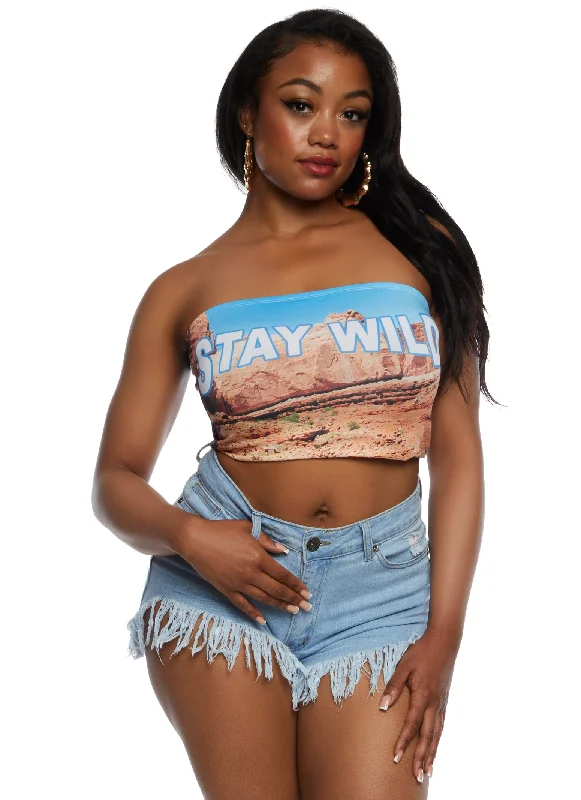 Plus Size Stay Wild Graphic Tube Top