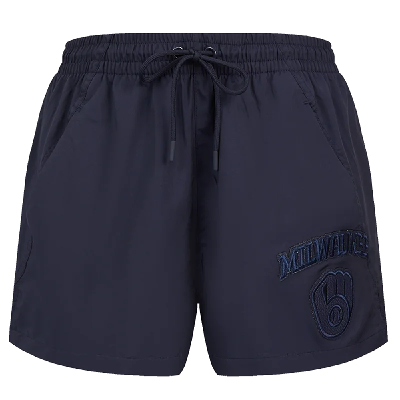 MLB MILWAUKEE BREWERS TRIPLE TONAL WOMEN'S WOVEN SHORT (MIDNIGHT NAVY)