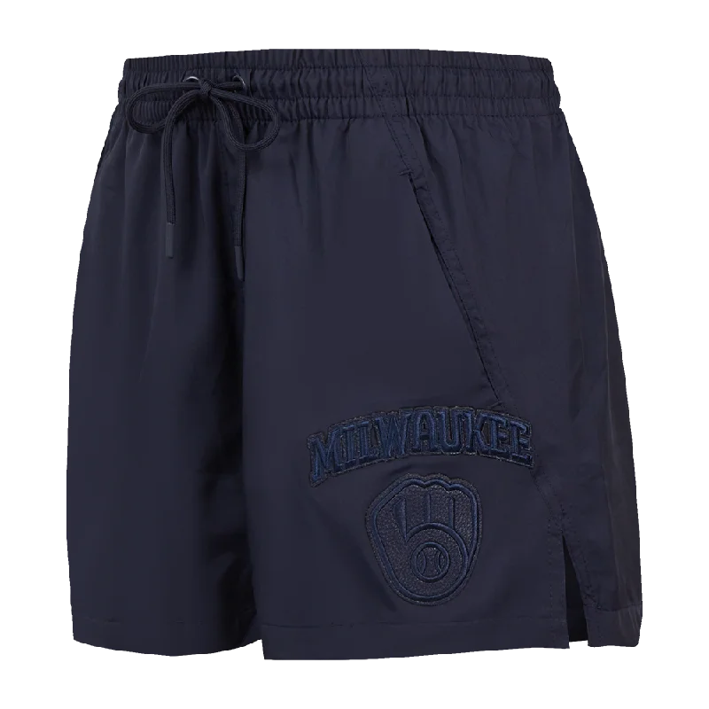 MLB MILWAUKEE BREWERS TRIPLE TONAL WOMEN'S WOVEN SHORT (MIDNIGHT NAVY)