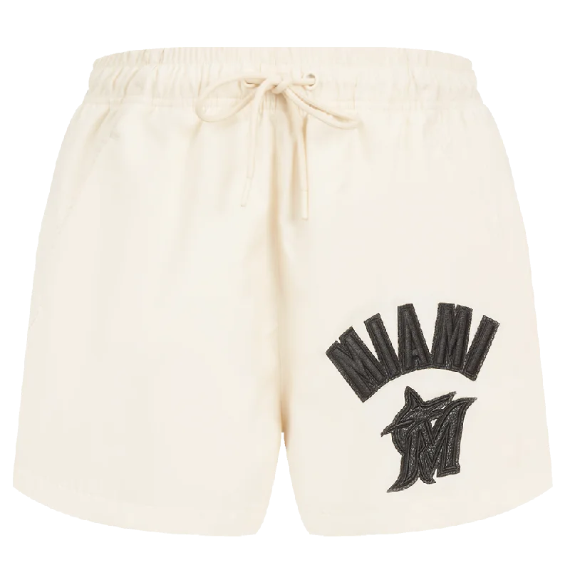 MLB MIAMI MARLINS TRIPLE TONAL WOMEN'S WOVEN SHORT (EGGSHELL)